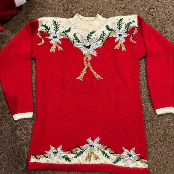 Dana Scott Sweaters - Vintage Dana Scott red embellished ugly Christmas sweater, ladies size small